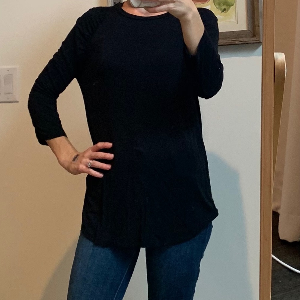 Basic black stretchy jersey tunic